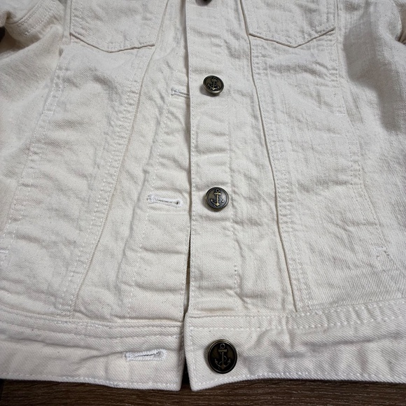 Crewcuts By J. Crew Girls Cream Denim Jean Jacket, Button Front, Embroidered 10 - Picture 5 of 16